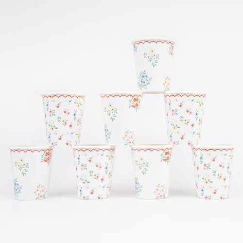 Ditsy Posy Scalloped Cups (Pack 8)