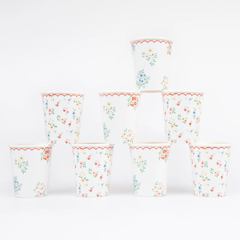 Ditsy Posy Scalloped Cups (Pack 8)