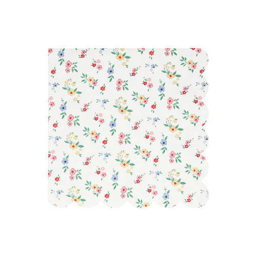 Ditsy Posy Scalloped Large Napkins (Pack 16)