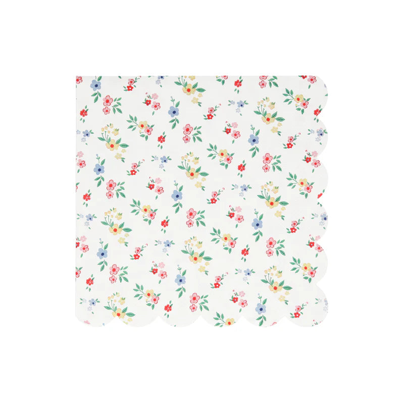 Ditsy Posy Scalloped Large Napkins (Pack 16)