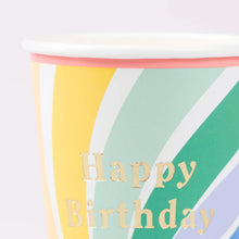 Load image into Gallery viewer, Meri Meri Rainbow Swirl Happy Birthday Cups (Pack of 8)