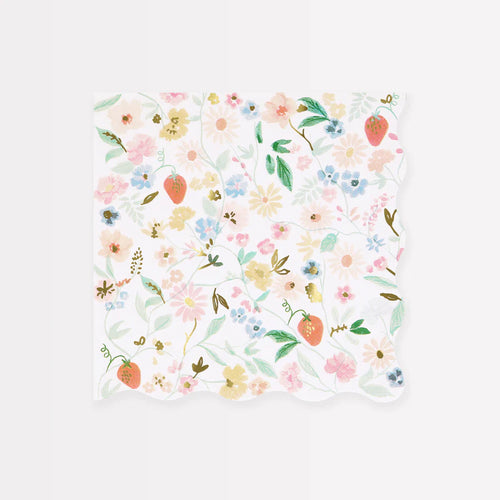 Elegant Floral Large Napkins (Pack 16)