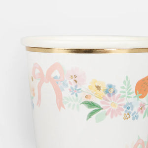 Elegant Floral Cups (Pack 8)