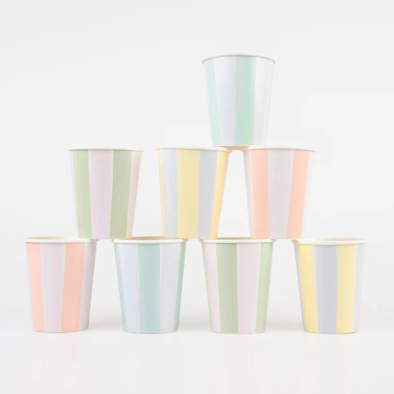 Pastel Stripe Cups (Pack 8)