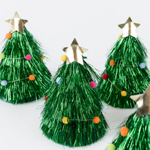 Load image into Gallery viewer, Meri Meri Tinsel Tree Party Hats (Set of 6)