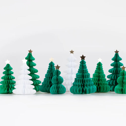 Green/White Forest Honeycomb Decorations (Pack 10)