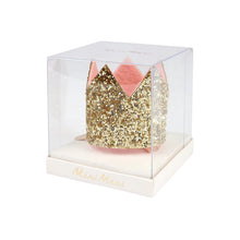 Load image into Gallery viewer, Mini Gold Glitter Crown Hair Clip