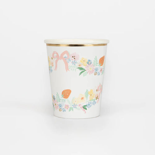 Elegant Floral Cups (Pack 8)