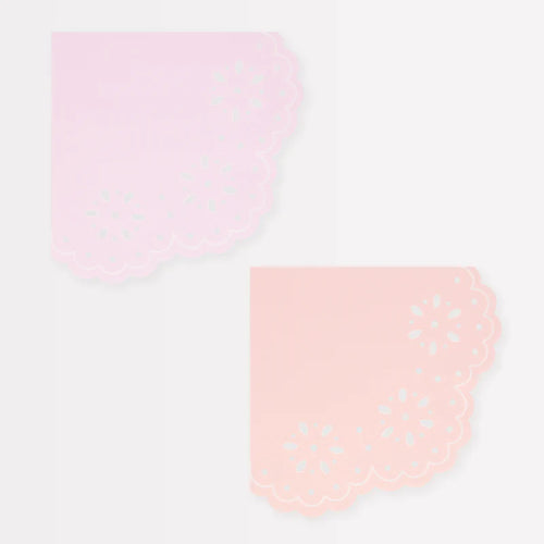 Broderie Anglaise Lace Multi Colour Napkins (Pack 16)