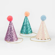 Load image into Gallery viewer, Meri Meri Glitter Mini Party Hats (Pack 8)