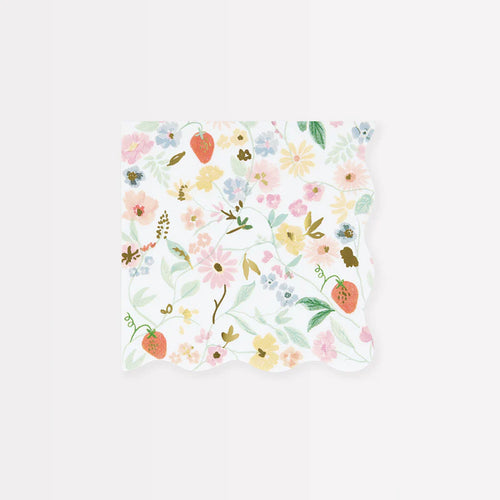 Elegant Floral Small Napkins (Pack 16)