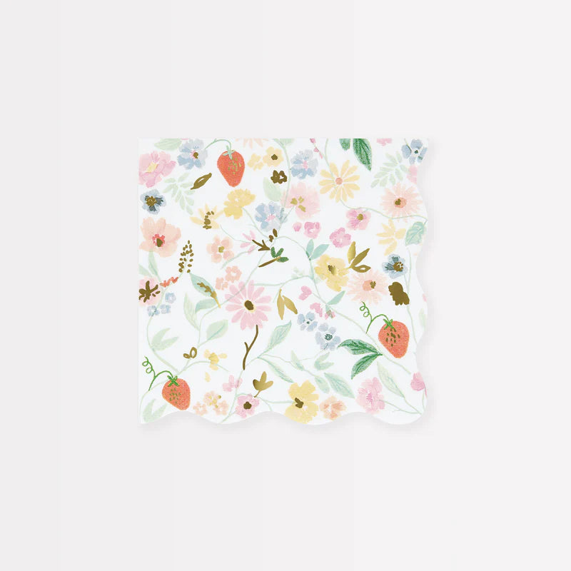 Elegant Floral Small Napkins (Pack 16)