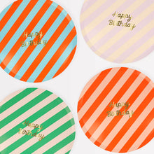 Load image into Gallery viewer, Stripe Happy Birthday Dinner Plates (Pack 8)