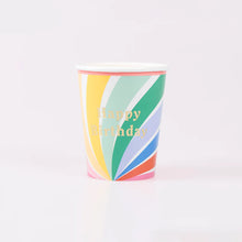 Load image into Gallery viewer, Meri Meri Rainbow Swirl Happy Birthday Cups (Pack of 8)