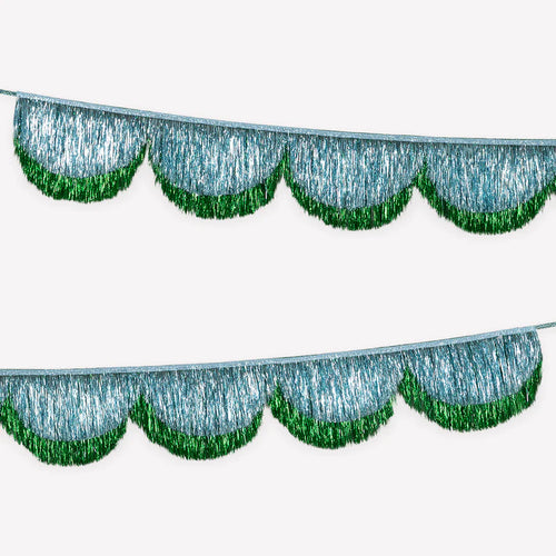 Meri Meri Blue Tinsel Scallop Garland