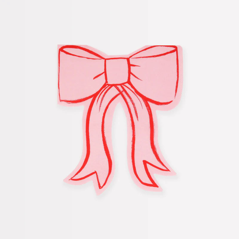 Pink Bow Napkins (Pack 16)