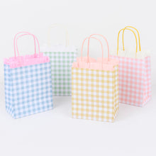 Load image into Gallery viewer, Meri Meri Gingham Fringe Party Bags (Pack of 8)