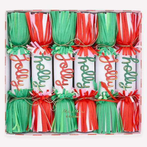 Christmas Crackers Jolly Holly Fringe Crackers (Pack 6)