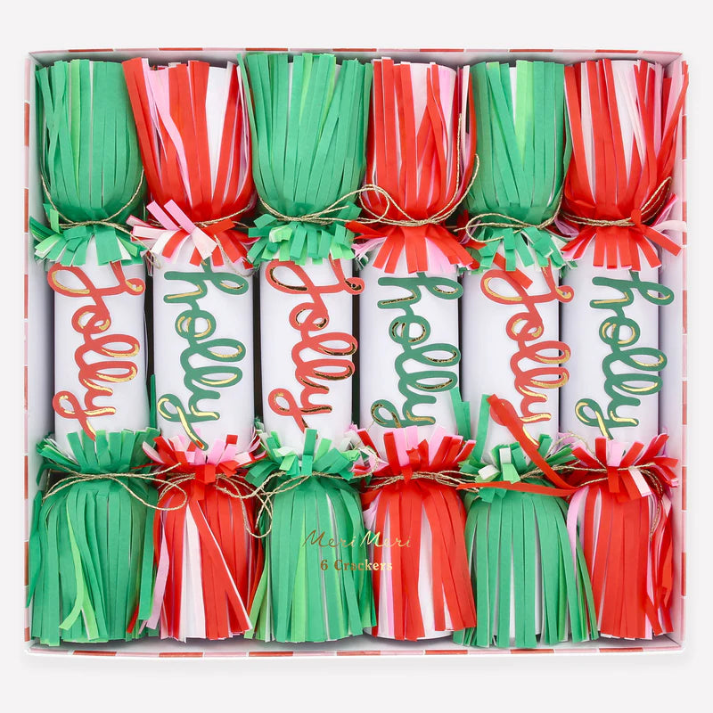 Christmas Crackers Jolly Holly Fringe Crackers (Pack 6)