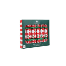 Load image into Gallery viewer, Mini Crackers - Holly Red &amp; White Harlequin (8 Pack)
