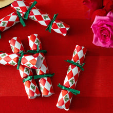 Load image into Gallery viewer, Mini Crackers - Holly Red &amp; White Harlequin (8 Pack)