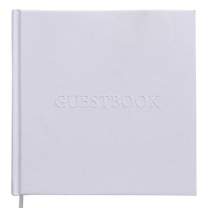 White Embossed Wedding Guest Book