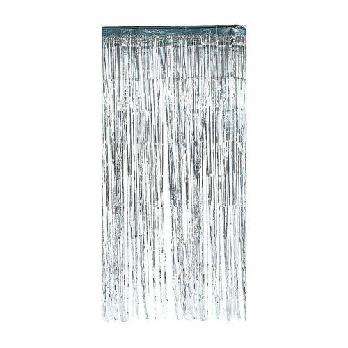 Hanging Curtain Background Metallic Silver