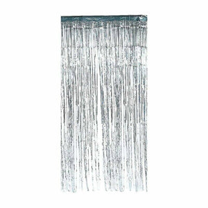 Hanging Curtain Background Metallic Silver