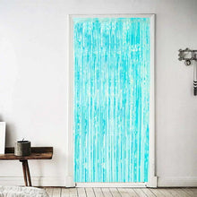 Load image into Gallery viewer, Hanging Foil Curtain Background Iridescent Blue