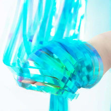 Load image into Gallery viewer, Hanging Foil Curtain Background Iridescent Blue