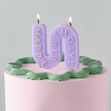 Load image into Gallery viewer, Wavy Pastel Happy Birthday Candle