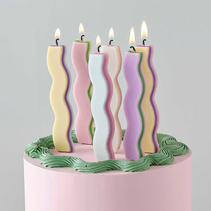 Pastel Wave Candles (Set 6)