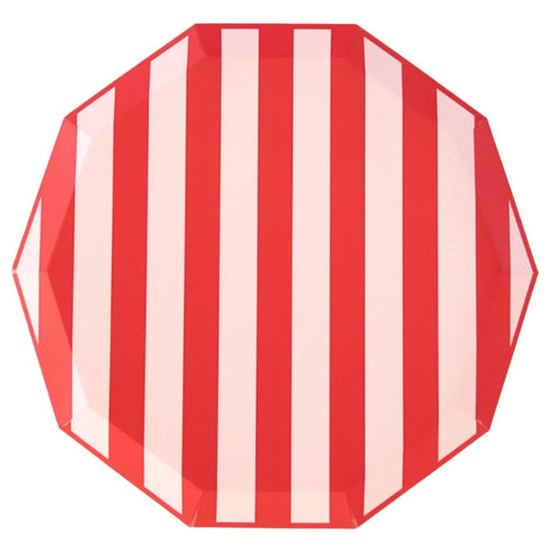 Cabana Striped Plates Pink + Red (Pack 8)