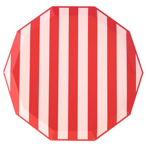 Cabana Striped Plates Pink + Red (Pack 8)