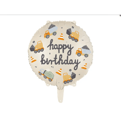 Happy Birthday Foil Balloon Construction Vehicles