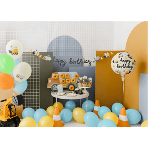 Happy Birthday Foil Balloon Construction Vehicles