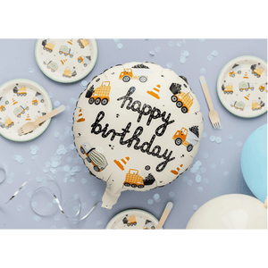 Happy Birthday Foil Balloon Construction Vehicles