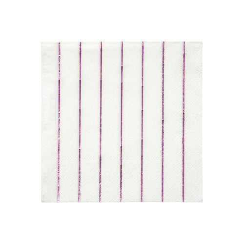 Metallic Pink Striped Napkins Small