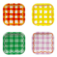 Load image into Gallery viewer, Gingham Multi-Coloured  Square Paper Plates (Pack 12)