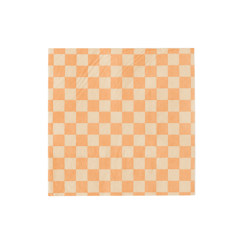 Checkered Peaches and Cream Napkins Small  (Pack 20)