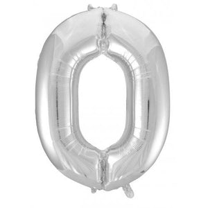 INFLATED Silver Number Foil Balloon 86cm
