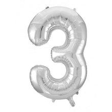 Load image into Gallery viewer, Silver Number Foil Balloon 86cm