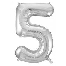 Load image into Gallery viewer, Silver Number Foil Balloon 86cm