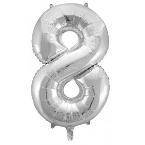 INFLATED Silver Number Foil Balloon 86cm