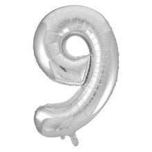 Load image into Gallery viewer, INFLATED Silver Number Foil Balloon 86cm