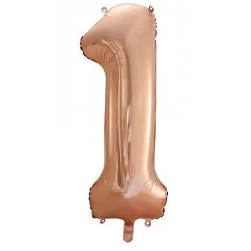 INFLATED Rose Gold Number Foil Balloon 86cm