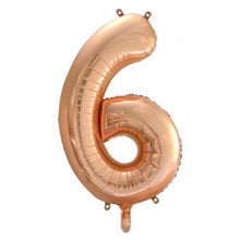 Load image into Gallery viewer, INFLATED Rose Gold Number Foil Balloon 86cm