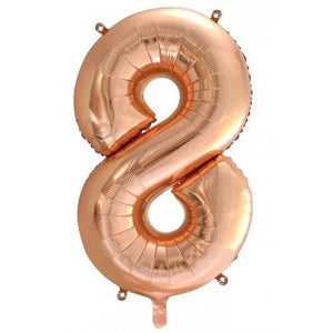INFLATED Rose Gold Number Foil Balloon 86cm