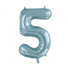 Load image into Gallery viewer, INFLATED Light Blue Number Foil Balloon 86cm