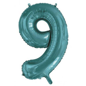 INFLATED Teal Number Foil Balloon 86cm